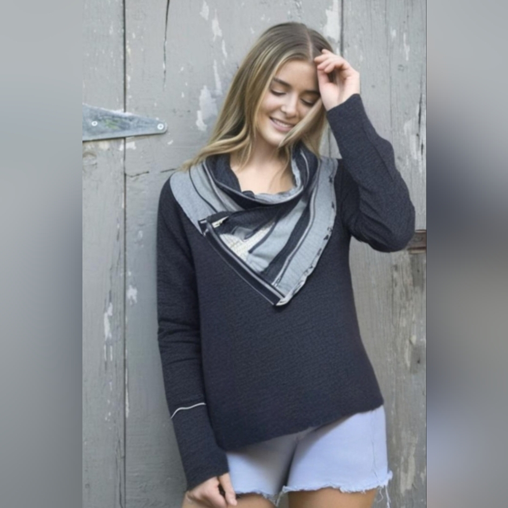 Maurices Charcoal Gray Asymmetrical  Zip Sweatshirt